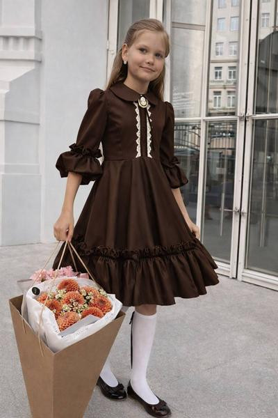 Платья Seven Zikina 1335 brown+брошка